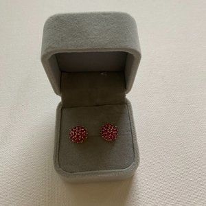 SOLD  14K GOLD RUBY FLOWER  EARRINGS